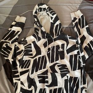 Grey Black and White Nike Styled Hoodie